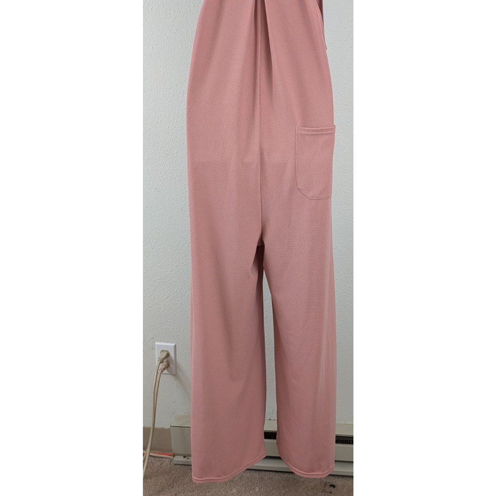 New Halara sz L Play It My Way Wide Leg Jumpsuit rose pink one piece 3177 - Picture 7 of 9